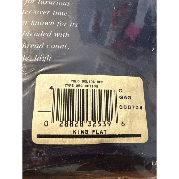 Vtg 90s Ralph Lauren The Polo Sheet 100%  Cotton 250 Ct Made in USA King Flat - Picture 4 of 6